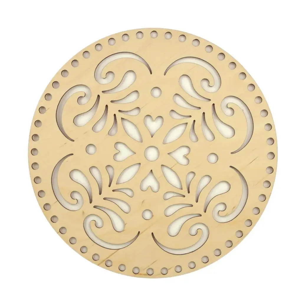 Base en bois 25 cm motif floral