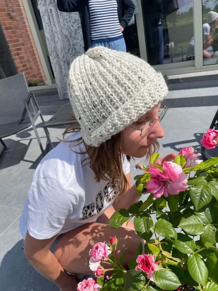Bonnet blanc poudré - collection "Tout chaud"