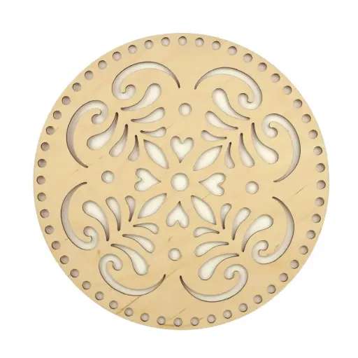 Base en bois 25 cm motif floral