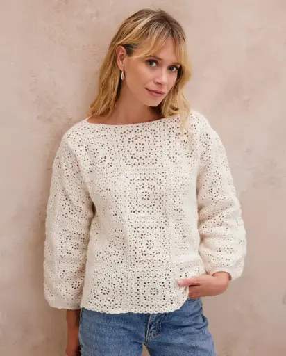 Votre patron Phildar gratuit à l'achat de votre laine : Pull Sofia - crochet  
