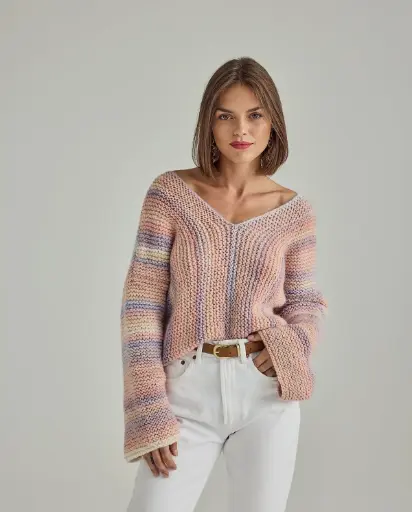 Votre patron Phildar gratuit à l'achat de votre fil : Pull Célia - tricot  