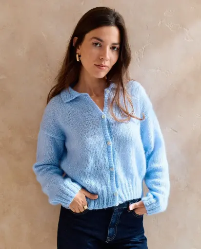 Votre patron Phildar gratuit avec votre fil Mohair Coton: Gilet Cybille - tricot