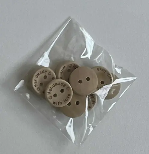 Boutons bois naturel "handmade with love"