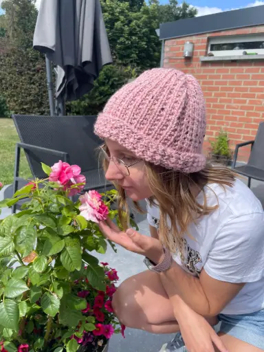 Bonnet vieux rose - collection "Tout chaud"  